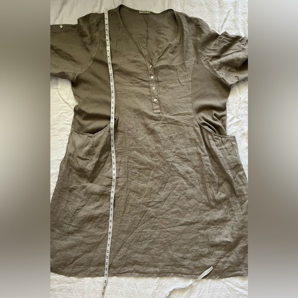Sold Terzo Millennio Short Sleeve Linen Midi Lagenlook Midi Dress Gray - XL - Picture 12 of 12